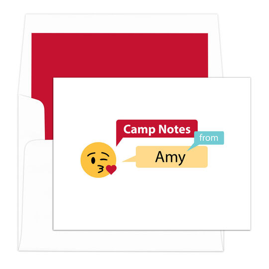 Kisses Emoji Speech Bubble Camp Folded Note Cards